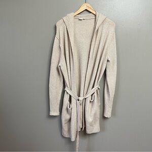 GAP small Wool Alpaca Blend Ivory Knit Open Front Long Cardigan tie soapstone
